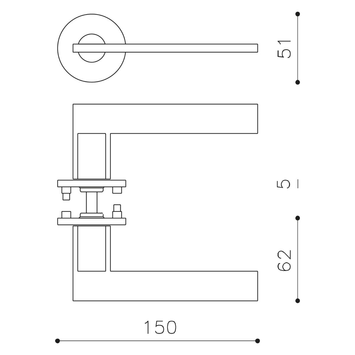OLIVARI DEURKRUK OPEN OP ROZET ANTRACIET MAT TITAAN PVD2