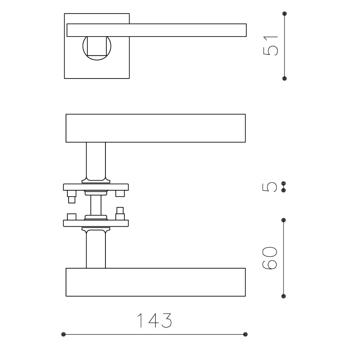 OLIVARI DEURKRUK SPACE Q OP ROZET CHROOM MAT1