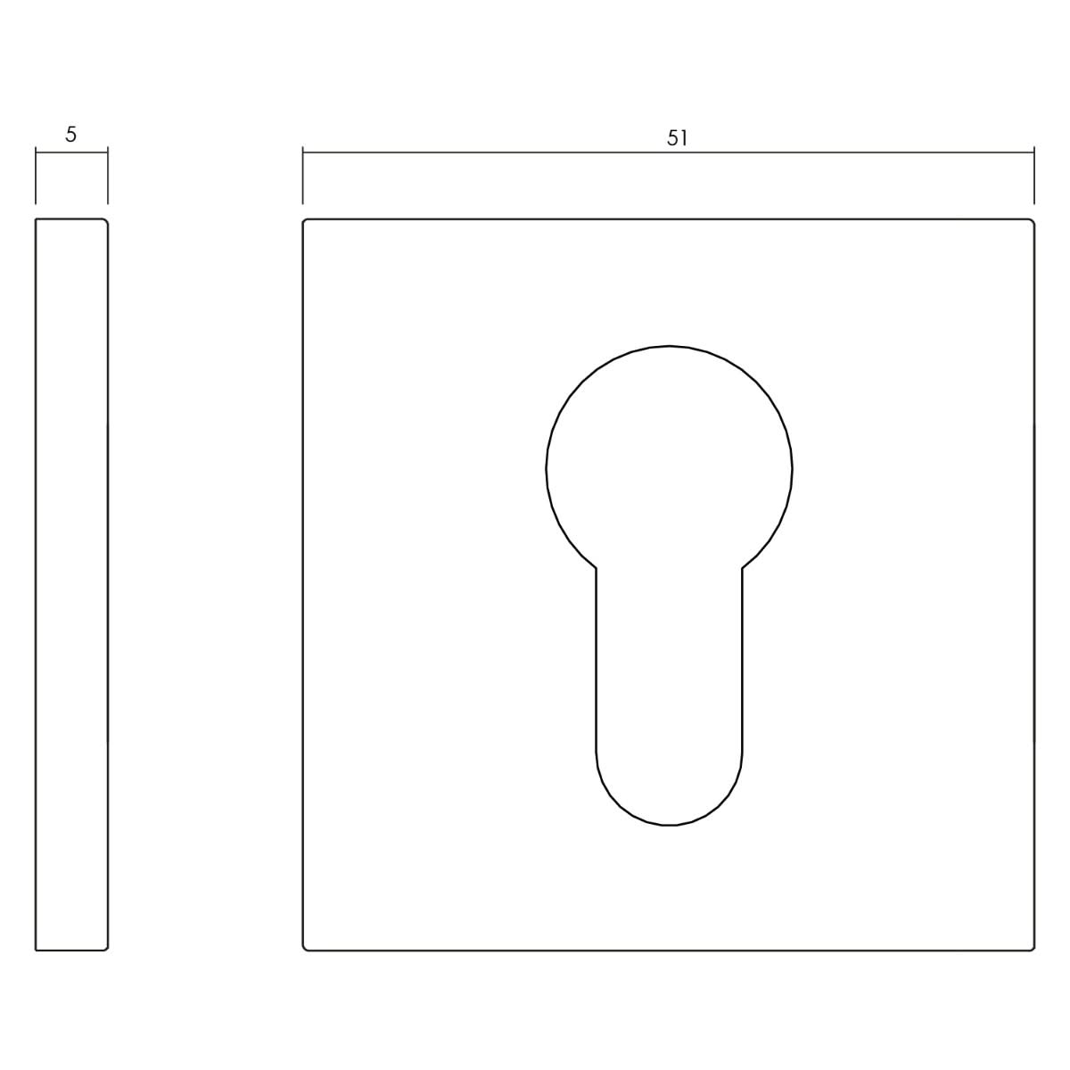 OLIVARI ROZET VIERKANT MET PROFIELCILINDERGAT CHROOM1