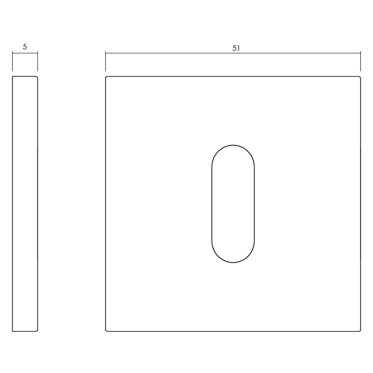 OLIVARI ROZET VIERKANT MET SLEUTELGAT BRONS MAT TITAAN PVD1