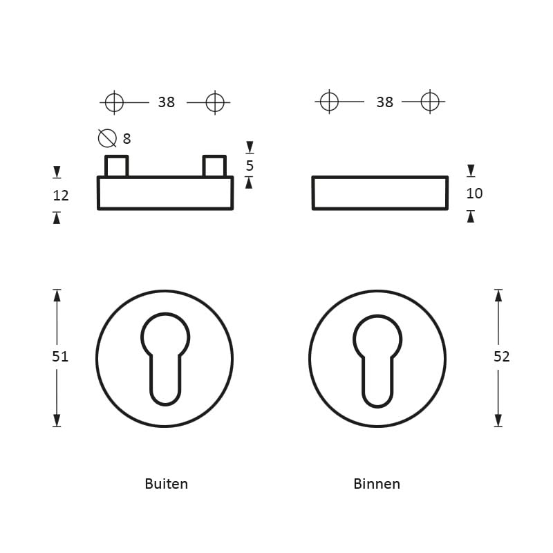 OLIVARI VEILIGHEIDSROZET SKG MASSIEF ROND RVS MAT TITAAN PVD1