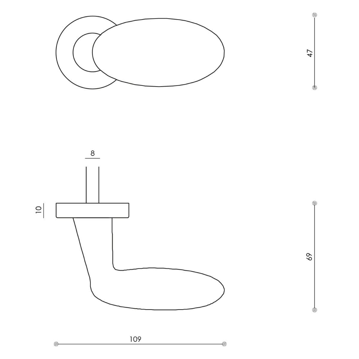 Olivari deurknop Blindo draaibaar rechts rvs mat titaan PVD1