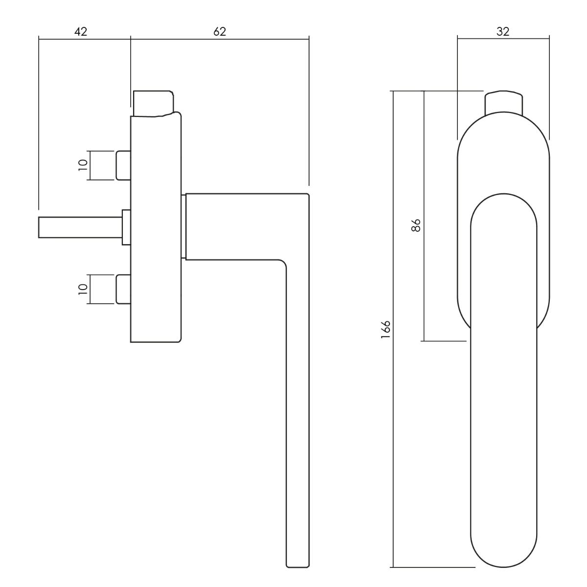 Olivari raamkruk Radial afsluitbaar rvs mat titaan PVD1