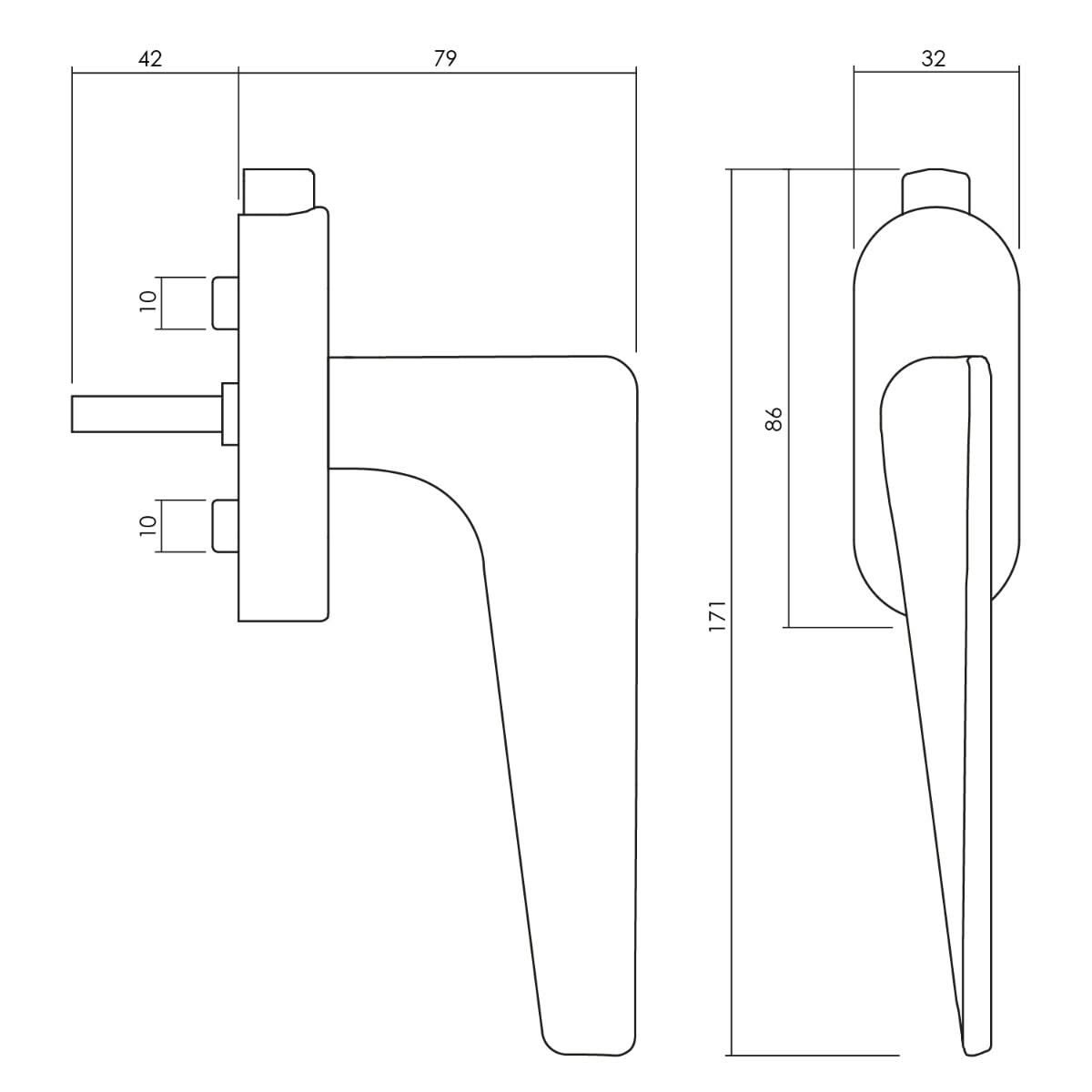 Olivari raamkruk Twist afsluitbaar rvs mat titaan PVD1