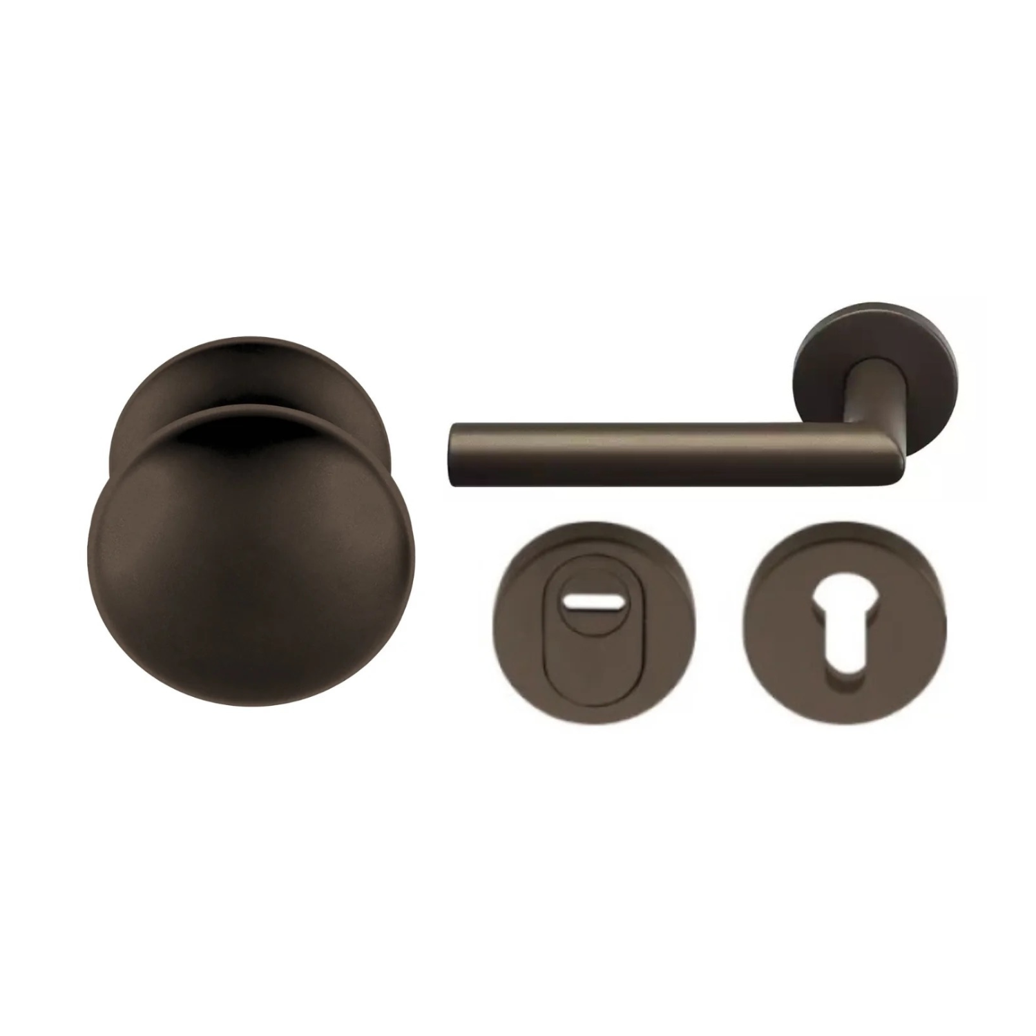 Formani | Voordeurset | knop/kruk | Brons LB2-19 | SKG3 - Deurbeslag-expert
