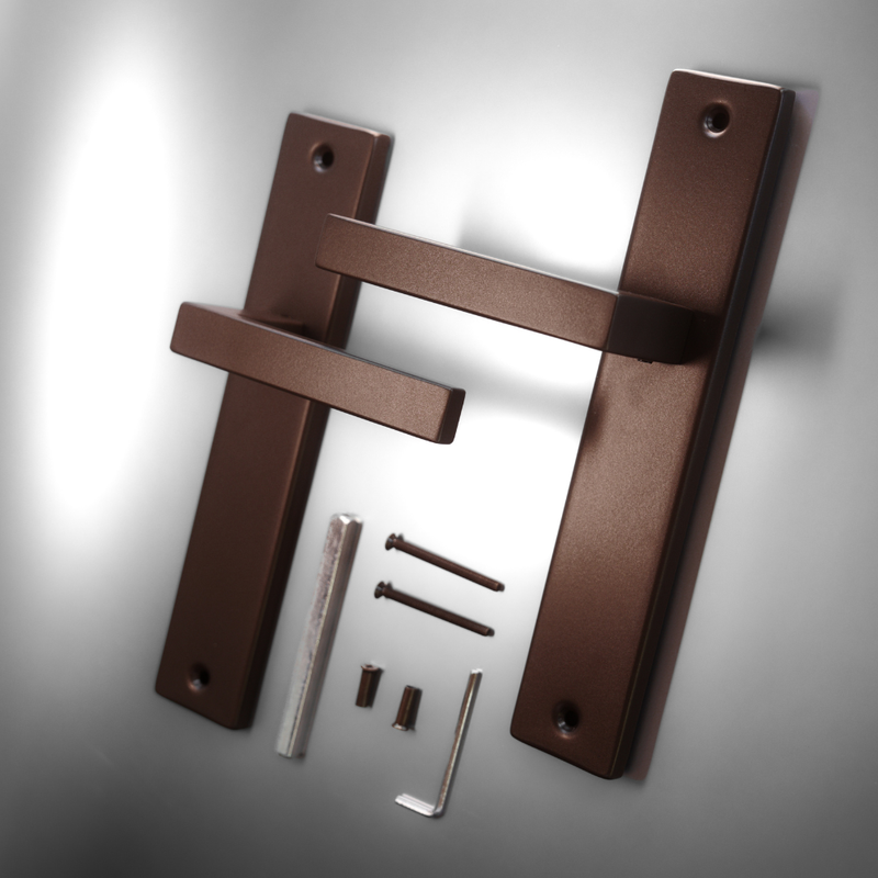 Griff Meister deurkruk Fortis Brons op schild Blind – detail en afmetingen