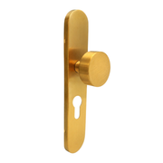 Griff Meister deurknop op ovaal schild 245x45x10mm - goud PVD - profielcilinder PC55
