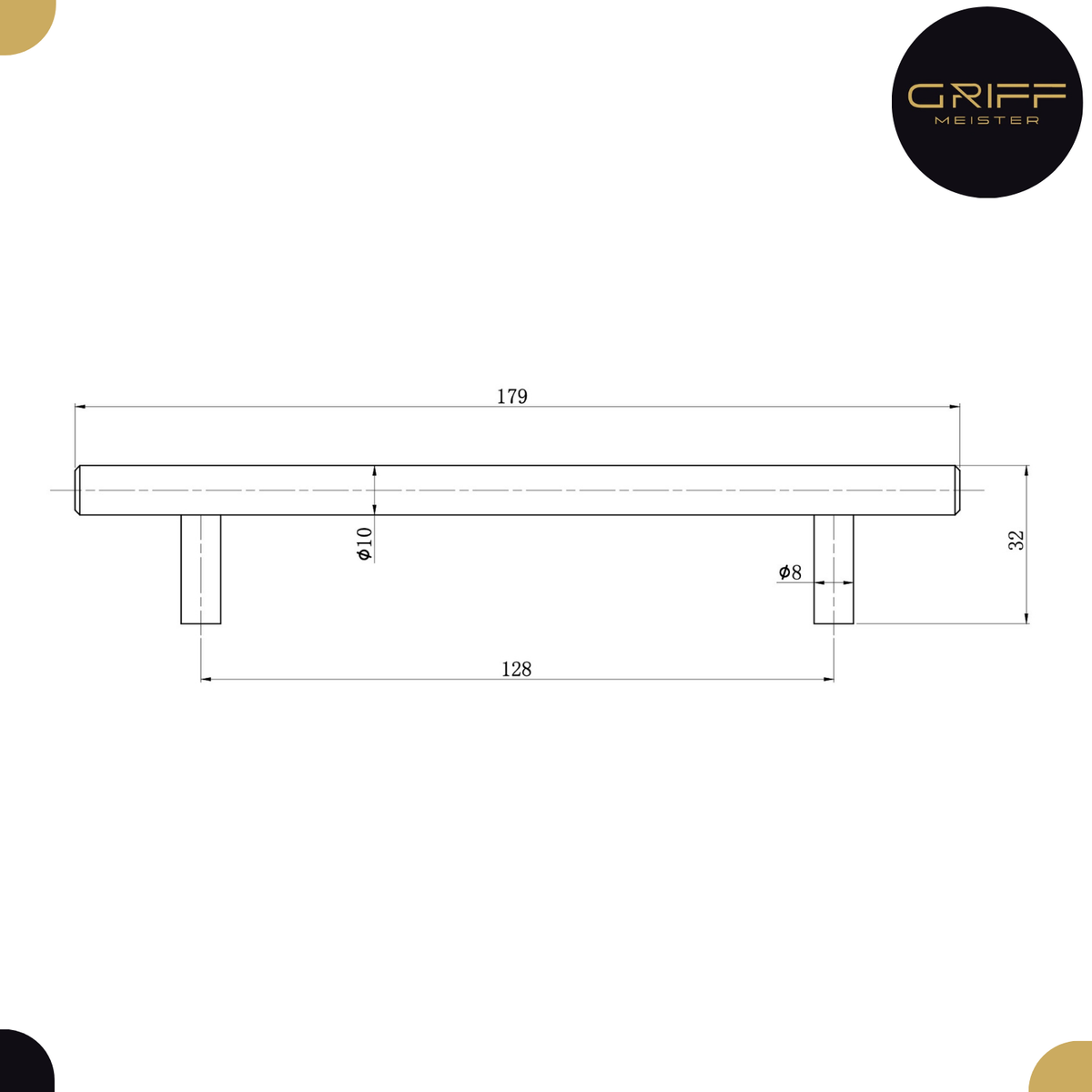 Griff Meister Meubelgreep 007 Rond Brons – detail en afmetingen
