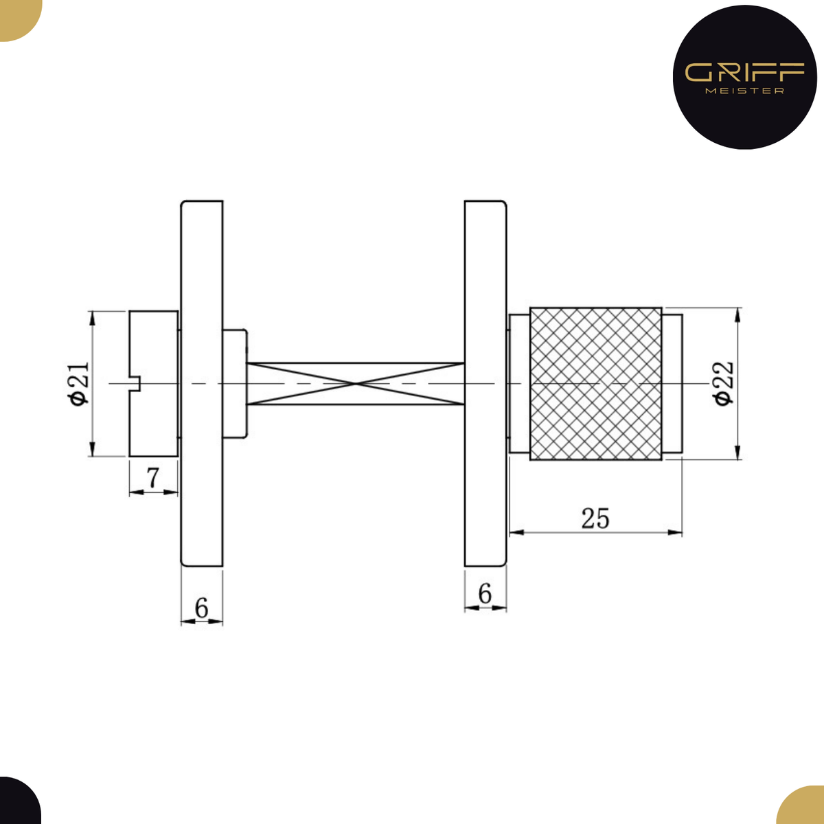 Griff Meister Toiletrozet 53mm 6mm Dik Zwart – detail en afmetingen