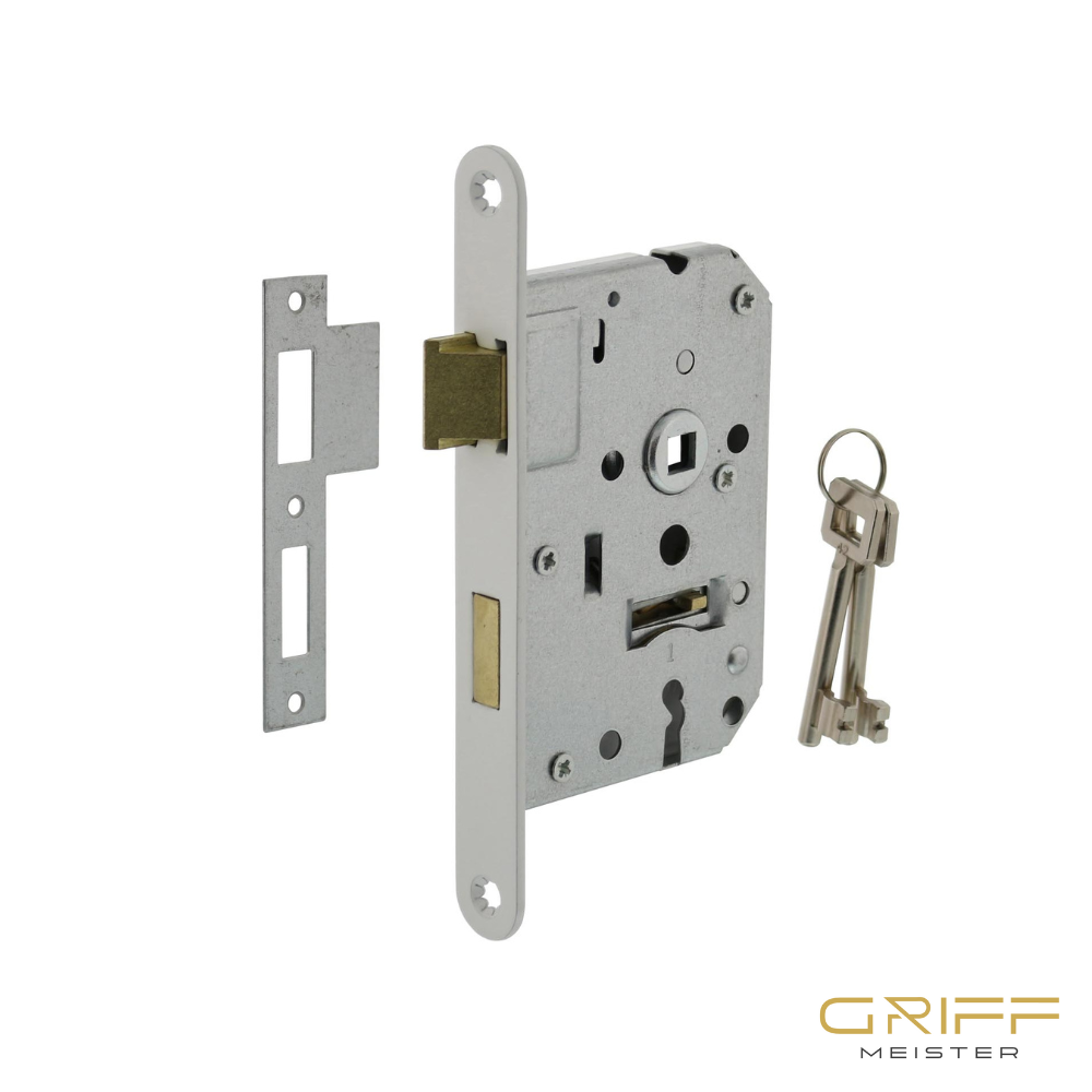 Griff Meister | Woningbouw klavier dag- en nachtslot 55 mm | Witte voorplaat - Deurbeslag-expert