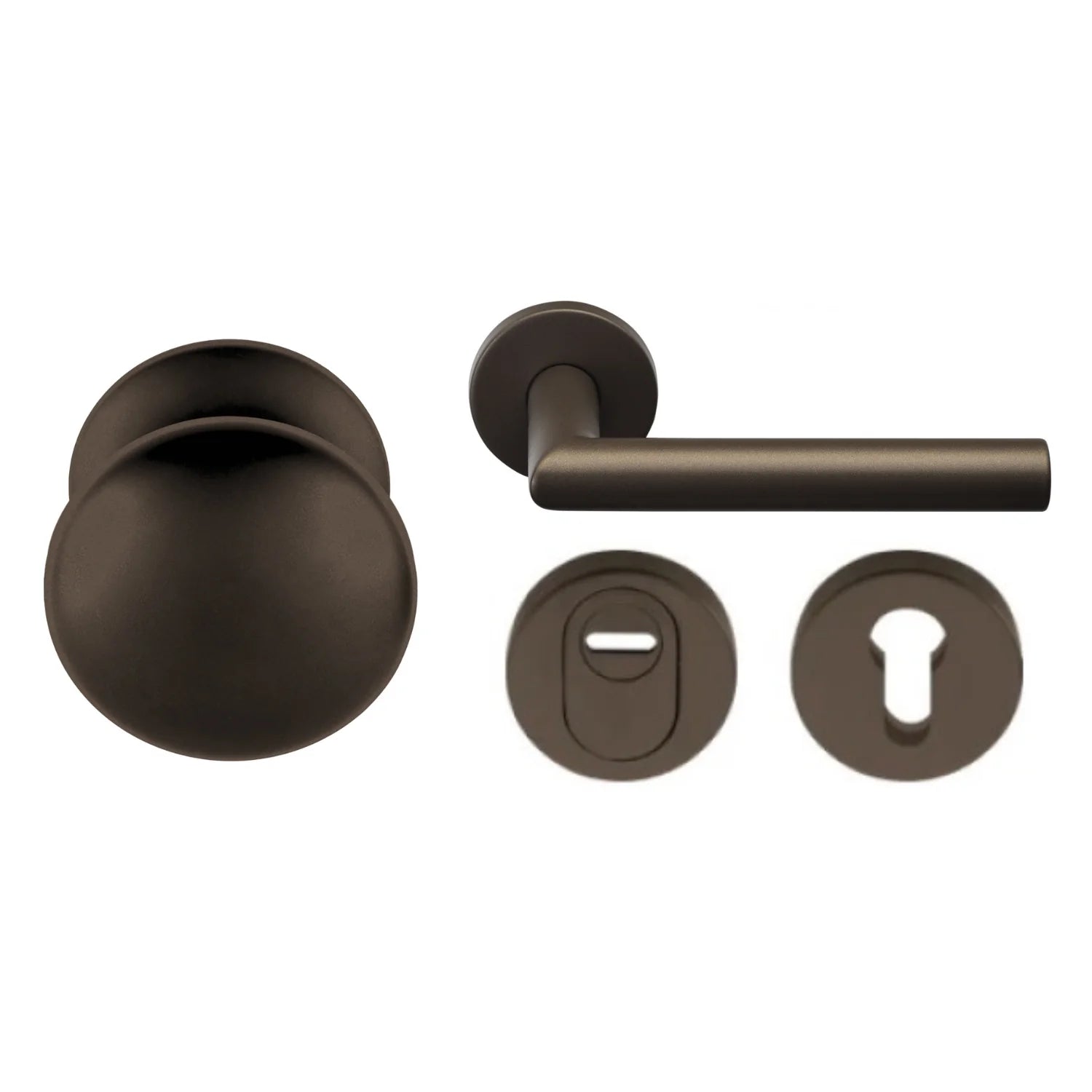 Formani | Voordeurset | knop/kruk | Brons LB2-19 | SKG3 - Deurbeslag-expert