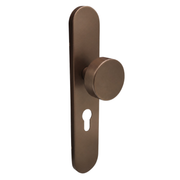 Griff Meister deurknop op ovaal schild 245x45x10mm - brons - profielcilinder PC55