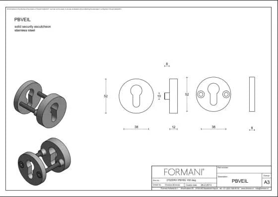 Formani | PBVEIL | massieve veiligheidscilinderrozet | SKG*** | mat zwart