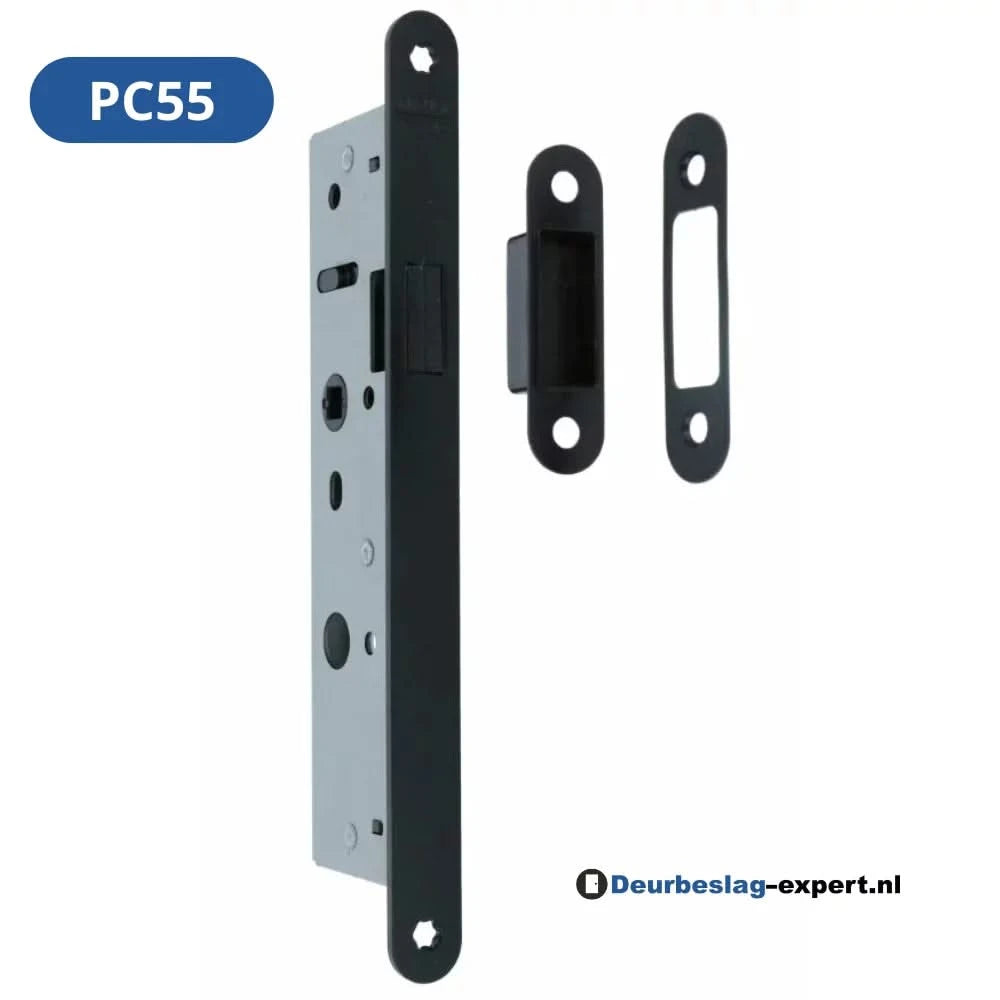 Mauer | Magneet | Smaldeurslot| Cilinder PC55 Dag en Nachtslot | 4445 | Met Zwarte Voorplaat