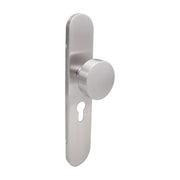Griff Meister deurknop op ovaal schild 245x45x10mm - RVS geborsteld - profielcilinder PC55