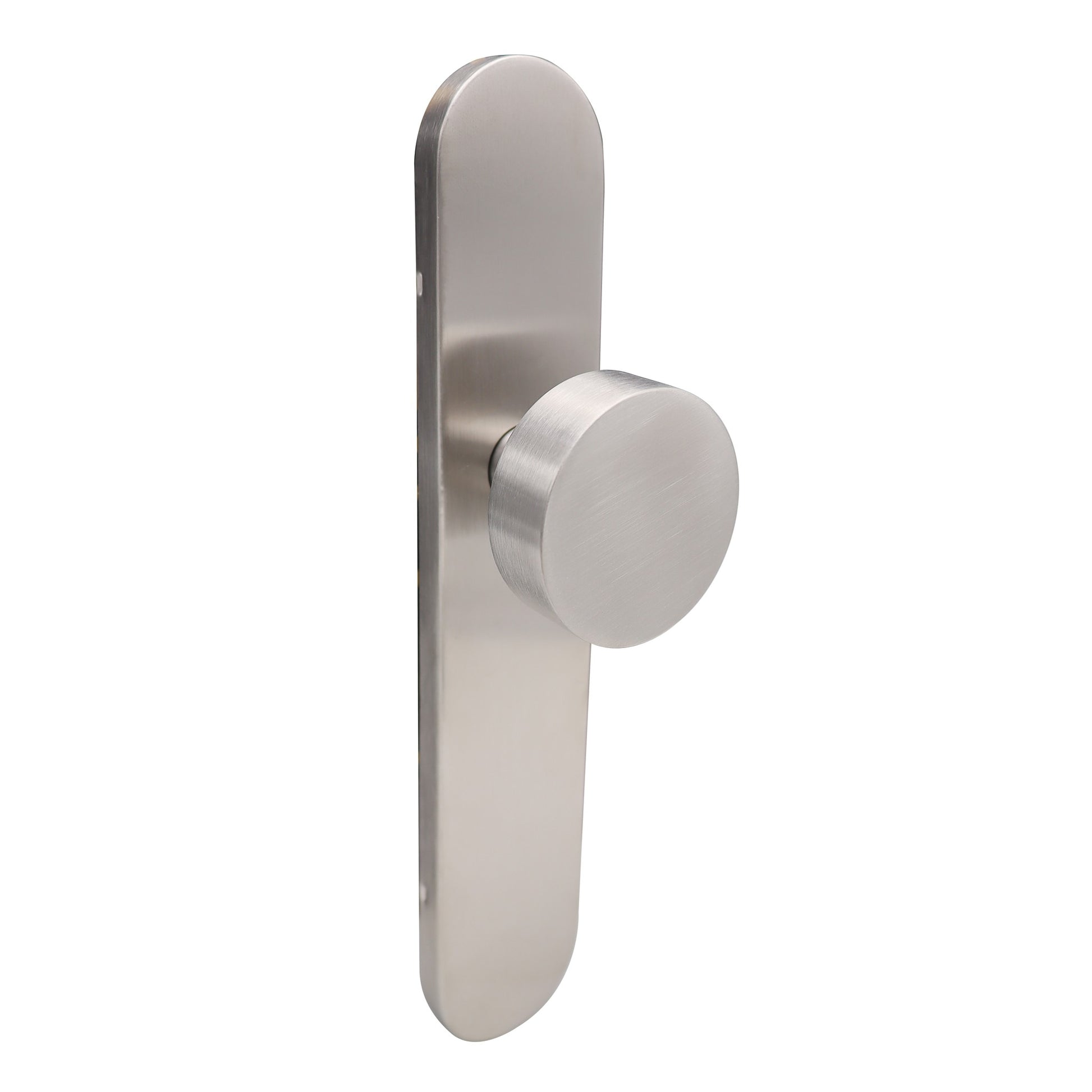 Griff Meister deurknop op ovaal schild 245x45x10mm - RVS geborsteld - blind