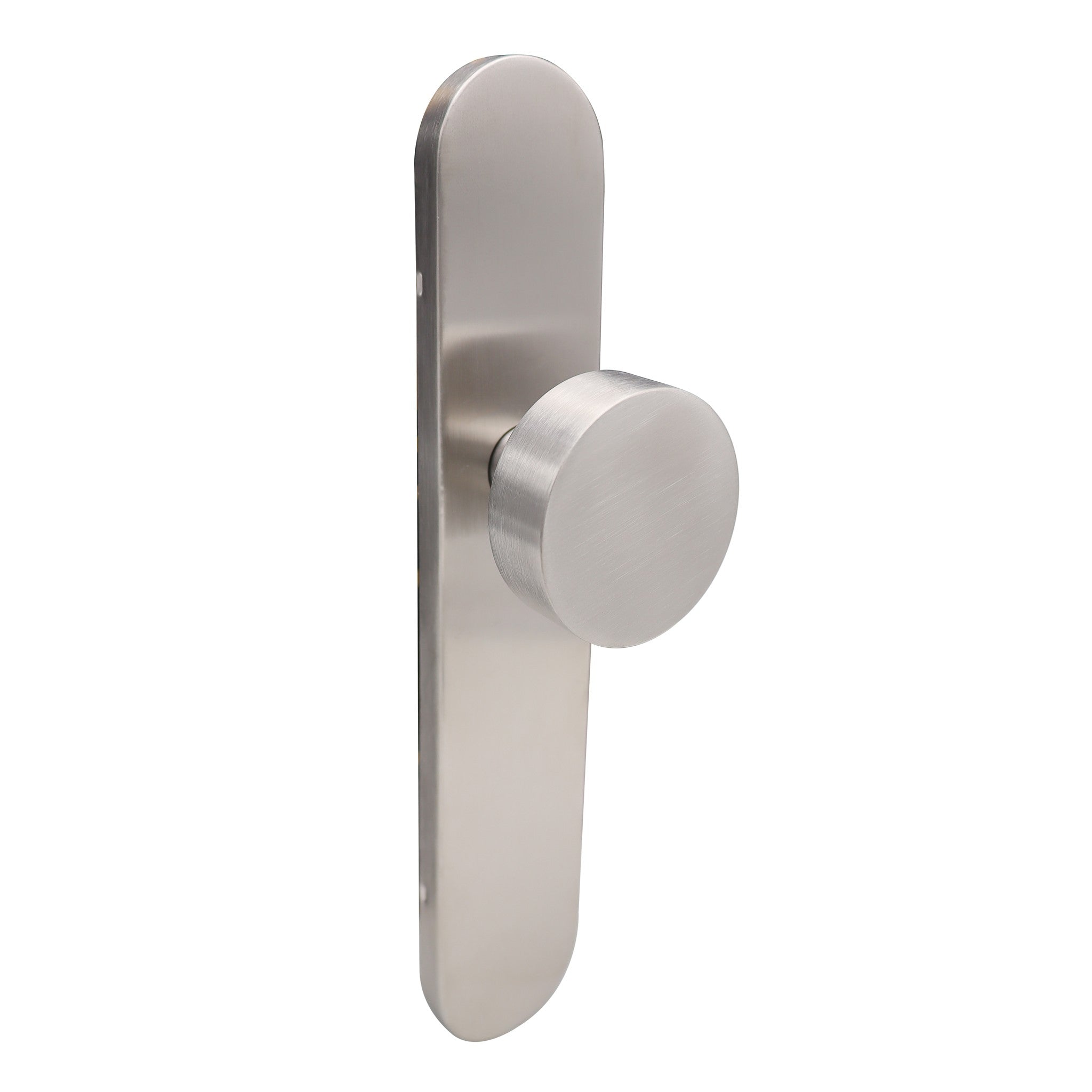 Griff Meister deurknop op ovaal schild 245x45x10mm - RVS geborsteld - blind