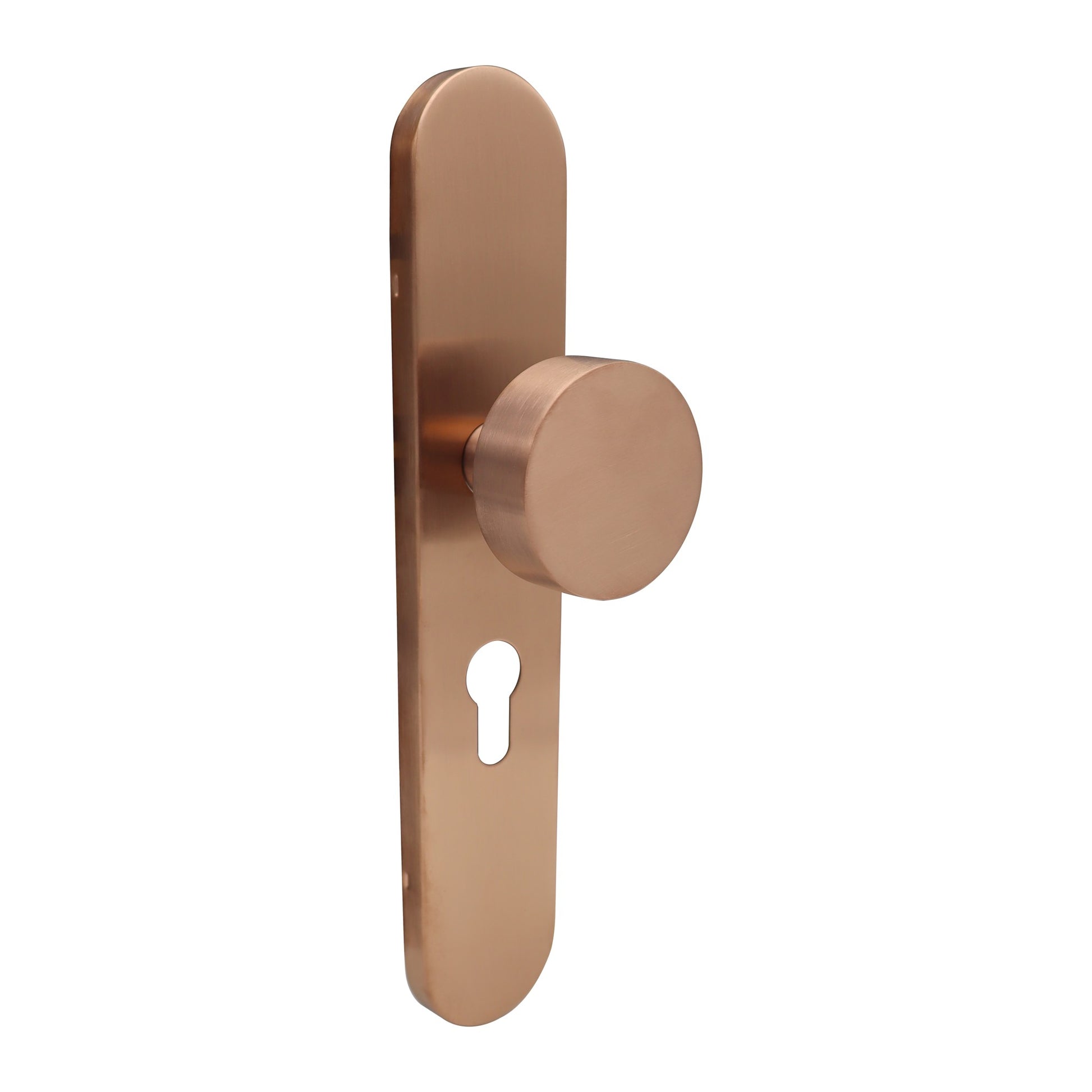 Griff Meister deurknop op ovaal schild 245x45x10mm - rosé PVD - profielcilinder PC55