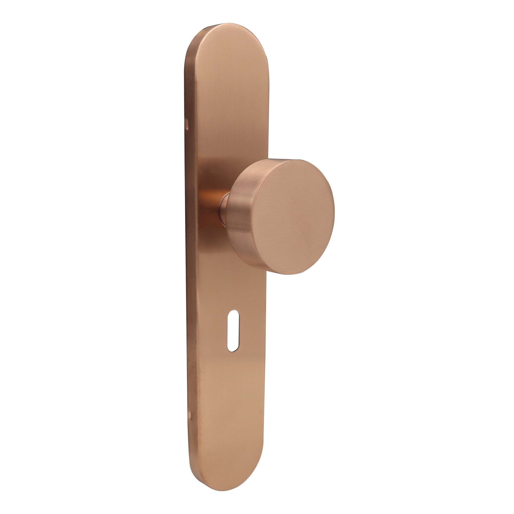 Griff Meister deurknop op ovaal schild 245x45x10mm - rosé PVD - sleutelgat 56mm