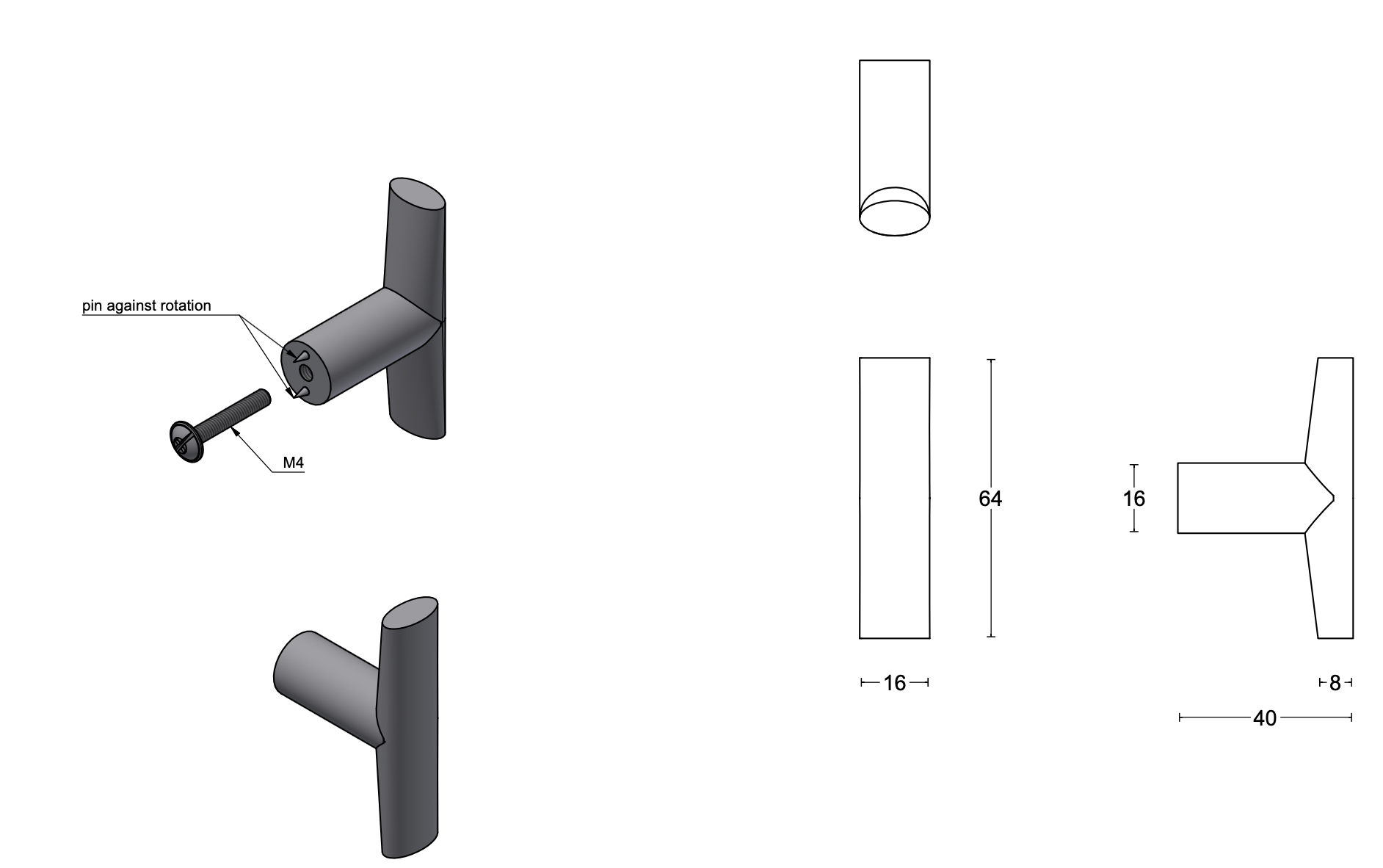 Formani Piet Boon ONE PBI16 massieve meubelknop 16mm - PVD Mat Zwart
