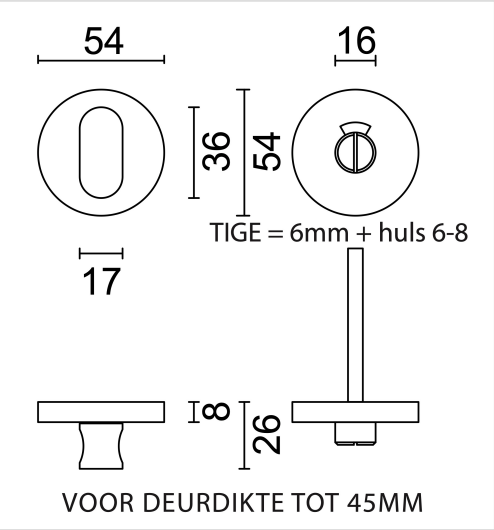 Hdd Pro WC Garnituur Rond Shape Mat Brons - Deurbeslag-expert