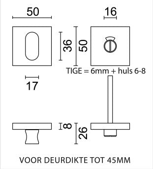 HDD Pro WC Garnituur Square Shape Mat Brons - Deurbeslag-expert