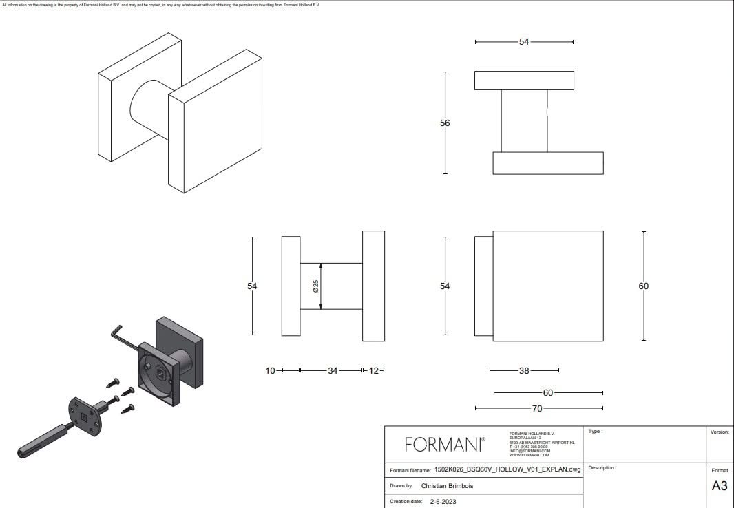 Formani | Complete Voordeurset | knop/kruk | Goud PVD BSQ2 | SKG3 - Deurbeslag-expert