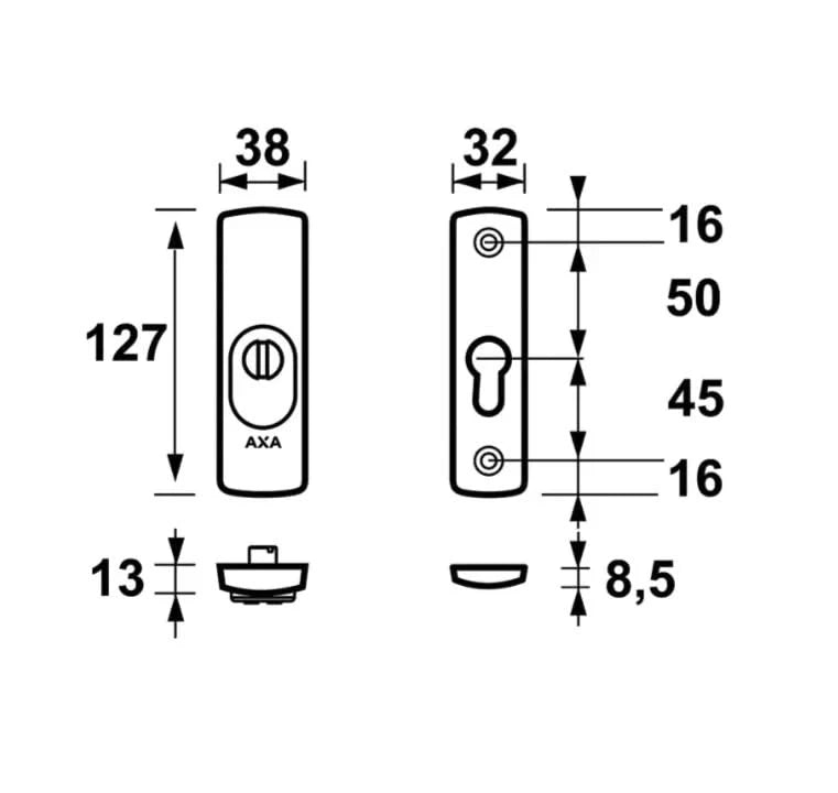 AXA Veiligheidsrozetten Curve Plus smal anti-kerntrek zwart