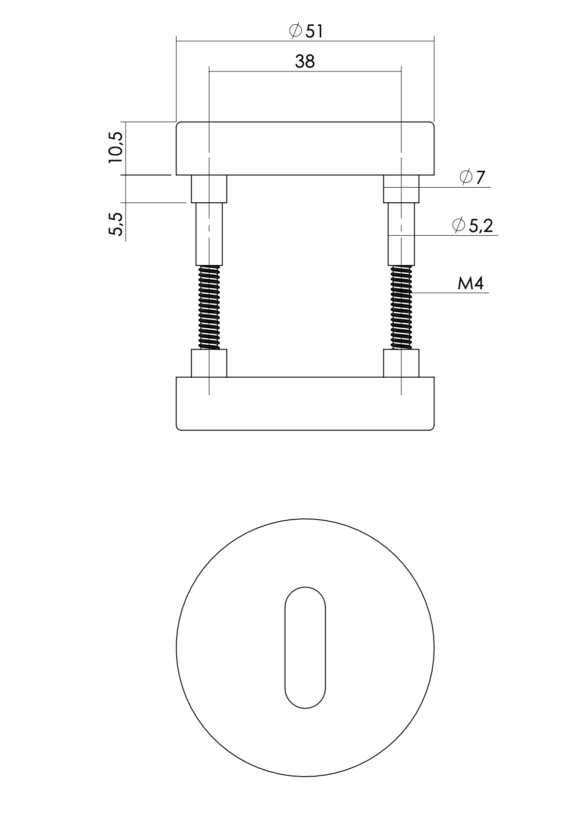 Intersteel | Rozet sleutelgat | Rond 51x10 | RVS Geborsteld - Deurbeslag-expert