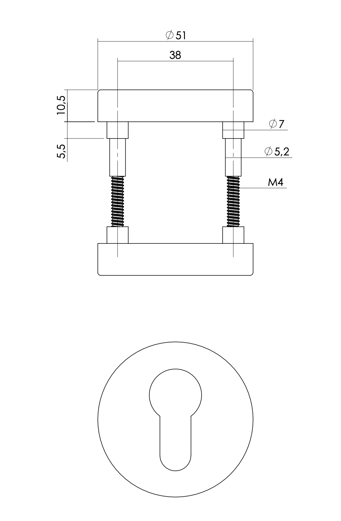 Intersteel | Rozet profielcilindergat | Rond 51x10 | RVS Geborsteld - Deurbeslag-expert