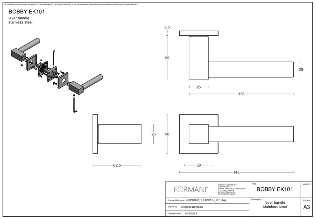 Formani | Deurkruk | Eric Kuster | EK101G | PVD mat zwart