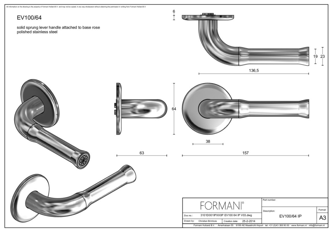 Formani | Deurkruk | Edward van Vliet | EV100ZL/64 | mat zwart