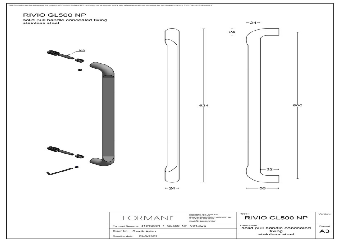 Formani | GL500 NP | Deurgreep | PVD mat zwart