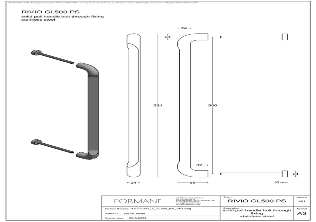 Formani | GL500 PS | Deurgreep | PVD mat zwart