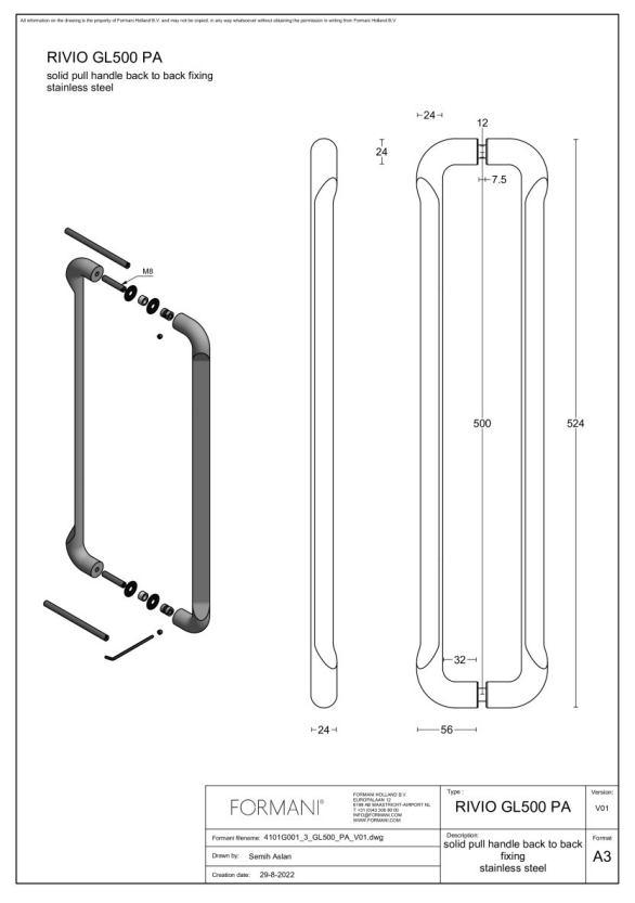 Formani | GL500 PA | Set grepen | PVD mat zwart