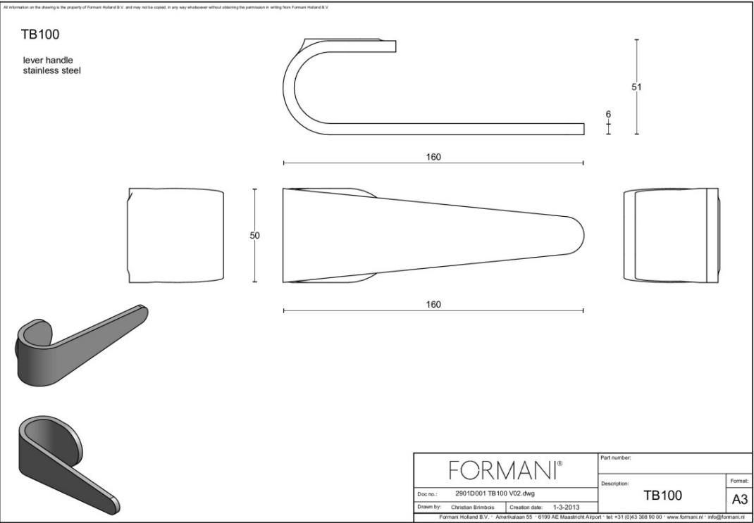 Formani | Deurkruk | Edward van Vliet | TB100 | mat roestvast staal