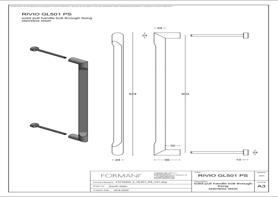 Formani | GL501 PS | Deurgreep | PVD mat zwart