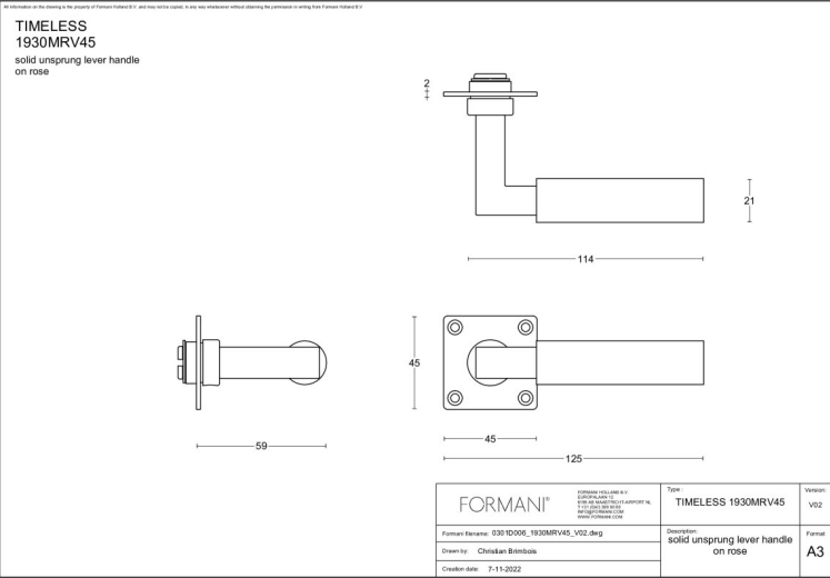Formani | Deurkruk | Formani | 1930MRV45 | Messing Ongelakt