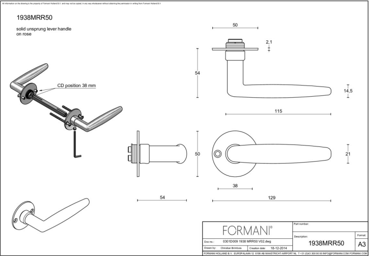 Formani | Deurkruk | Formani | 1938MRR50 | Glans Nikkel