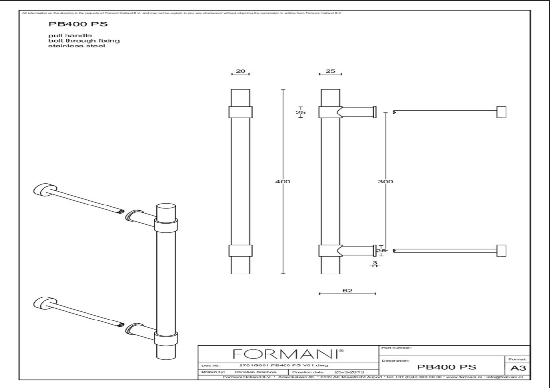 Formani | PB400 PS | Deurgreep | brons