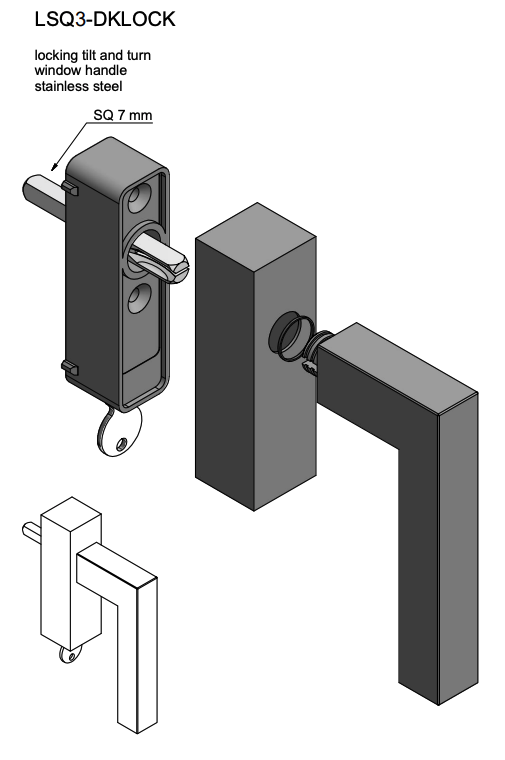 Formani LSQ3-DKLOCK draaikiepgarnituur afsluitbaar mat roestvast staal linksdraaiend - Deurbeslag-expert