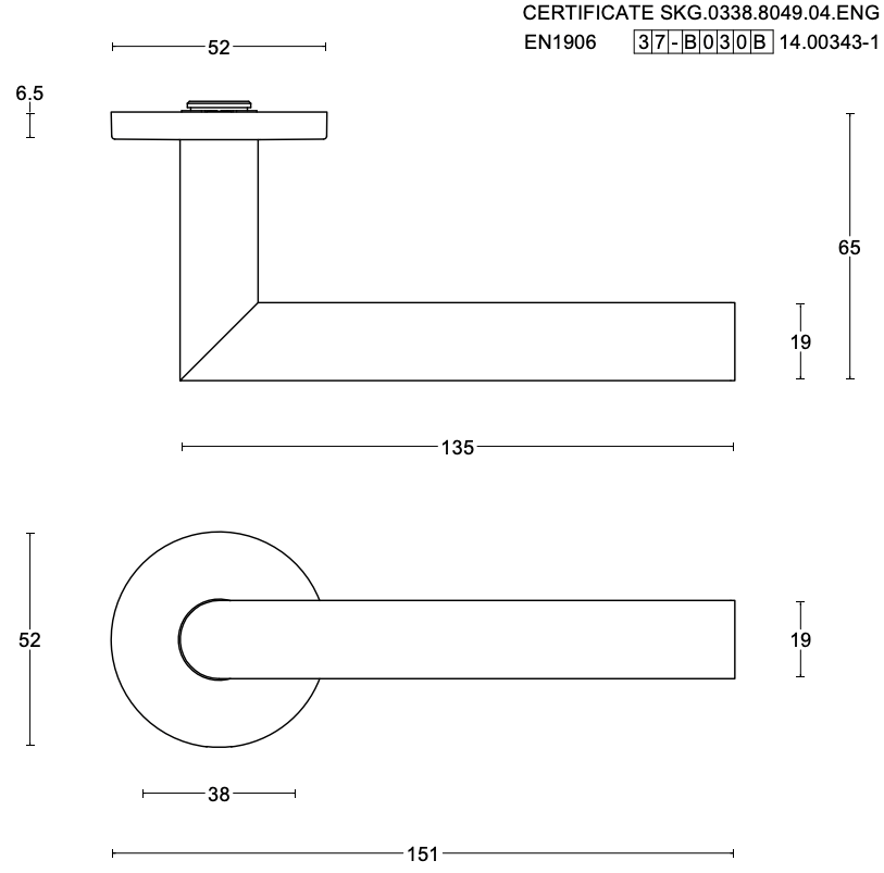 FORMANI Achterdeur Veiligheidsbeslag | LB2-19 kruk/kruk | Brons | SKG3 Smalschild