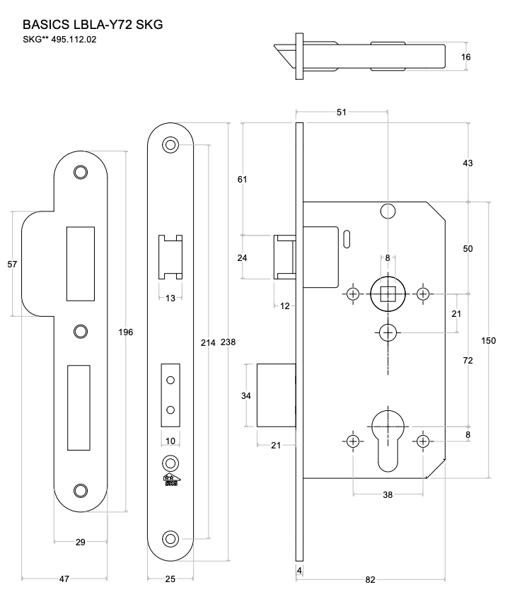 FORMANI | Veiligheidsslot LBLSA | Afgeronde voorplaat | RVS