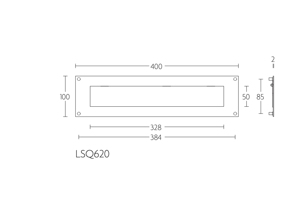 Formani SQUARE LSQ620 briefplaat 400x100 mat rvs