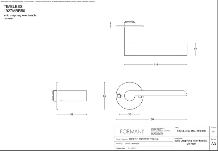Formani | Deurkruk | Formani | 1927MRR50 | Messing Ongelakt