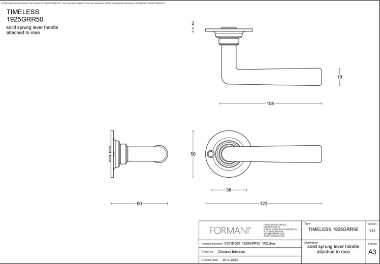 Formani | Deurkruk | Formani | 1925GRR50 | Messing Ongelakt