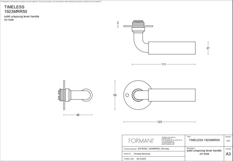 Formani | Deurkruk | Formani | 1923MRR50 | Messing Ongelakt
