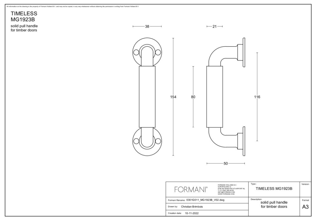 Formani | MG1923B | Deurgreep | glans nikkel