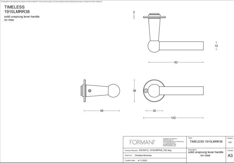 Formani | Deurkruk | Formani | 1910LMRR38 | Glans Nikkel