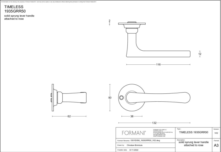 Formani | Deurkruk | Formani | 1935GRR50 | Messing Ongelakt